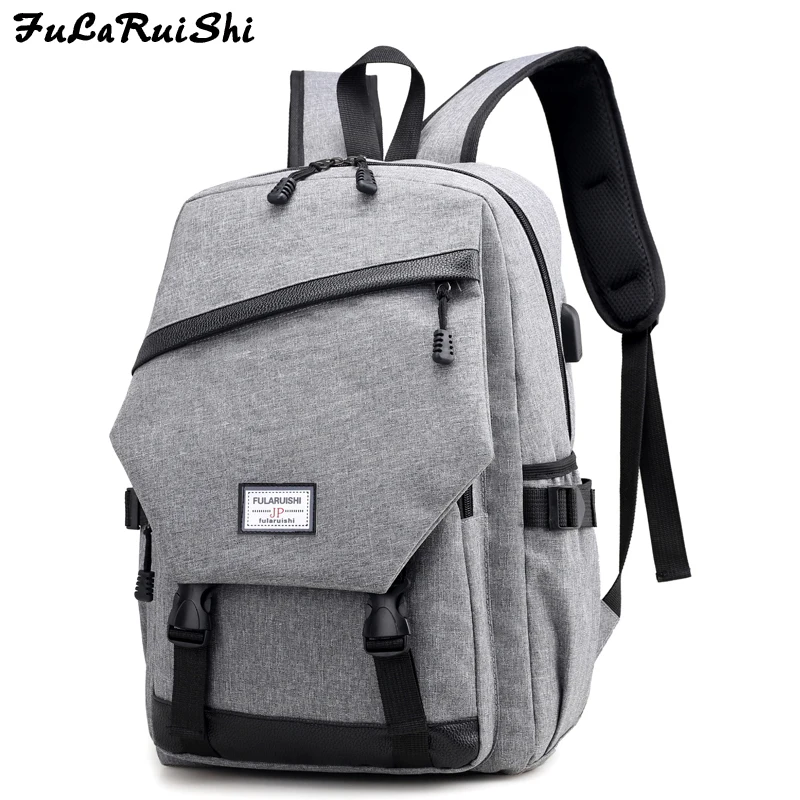 FULARUISHI USB Charge Laptop Backpack Large Capacity Men 15.6inch ...