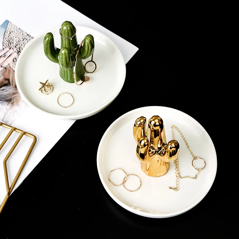 Кактус Керамика ювелирные изделия плиты Брелок Лоток Цепочки и ожерелья серьги