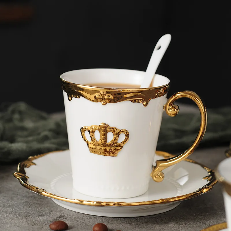 Nordic Style Elegant Coffee Cups and Saucers Ins Gold Milk Cup Set Home