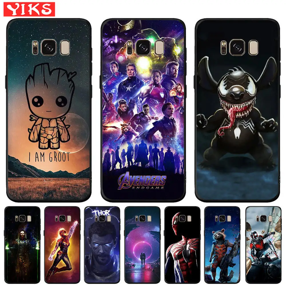 

Cute Groot Stitch Marvel Avengers Starry Sky For Samsung Galaxy S10e S10 S9 S8 Plus Note 8 9 S7 Edge Black TPU Cover Case Etui