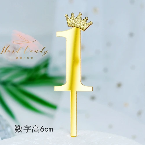 Золотая Серебряная корона номер "0-9" Торт Топперы с днем рождения блестящие украшения для принадлежности для юбилейной вечеринки прекрасные подарки - Color: 1