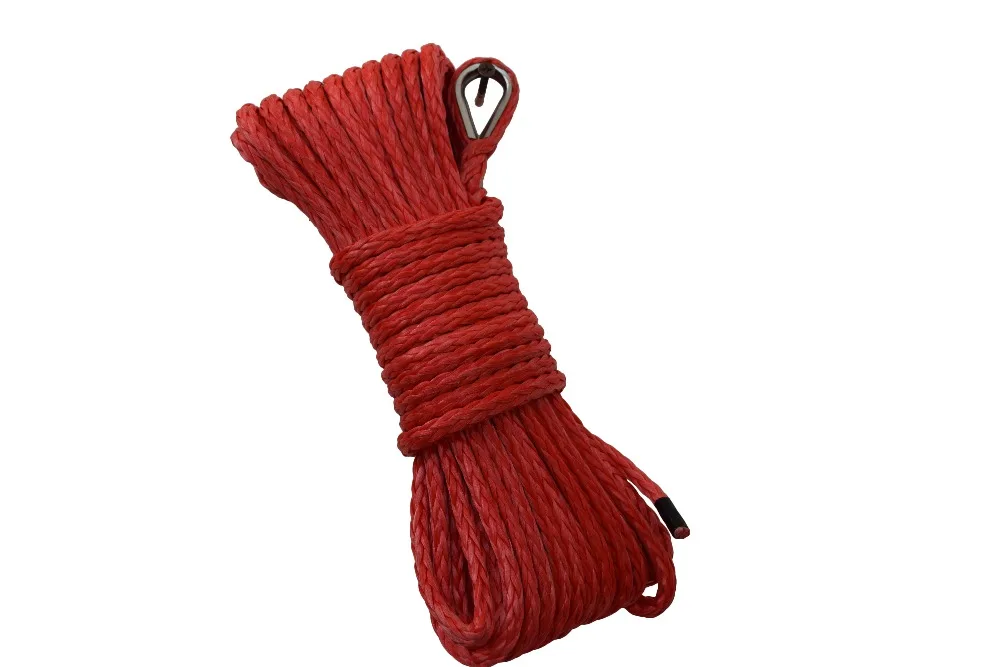 الشحن مجانا الأحمر 6 ملليمتر * 15 متر كابل الاصطناعية ونش ، off road حبل ، atv الونش الخط ، uhmwpe حبل