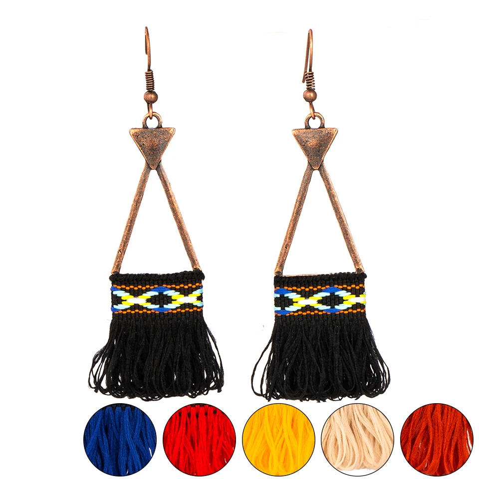 

Handmade Tassel Earrings for Women Ethnic Drop Earring Bohemia Fashion Jewelry Trendy Cotton Geometry Fringe Dangle Earing Gift