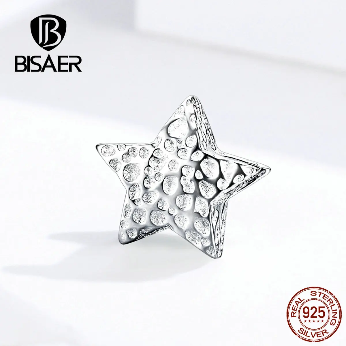 

BISAER Luminous Star Beads Authentic 925 Sterling Silver Star Shape Charms fit Women Bracelets Bangle DIY Jewelry ECC1246