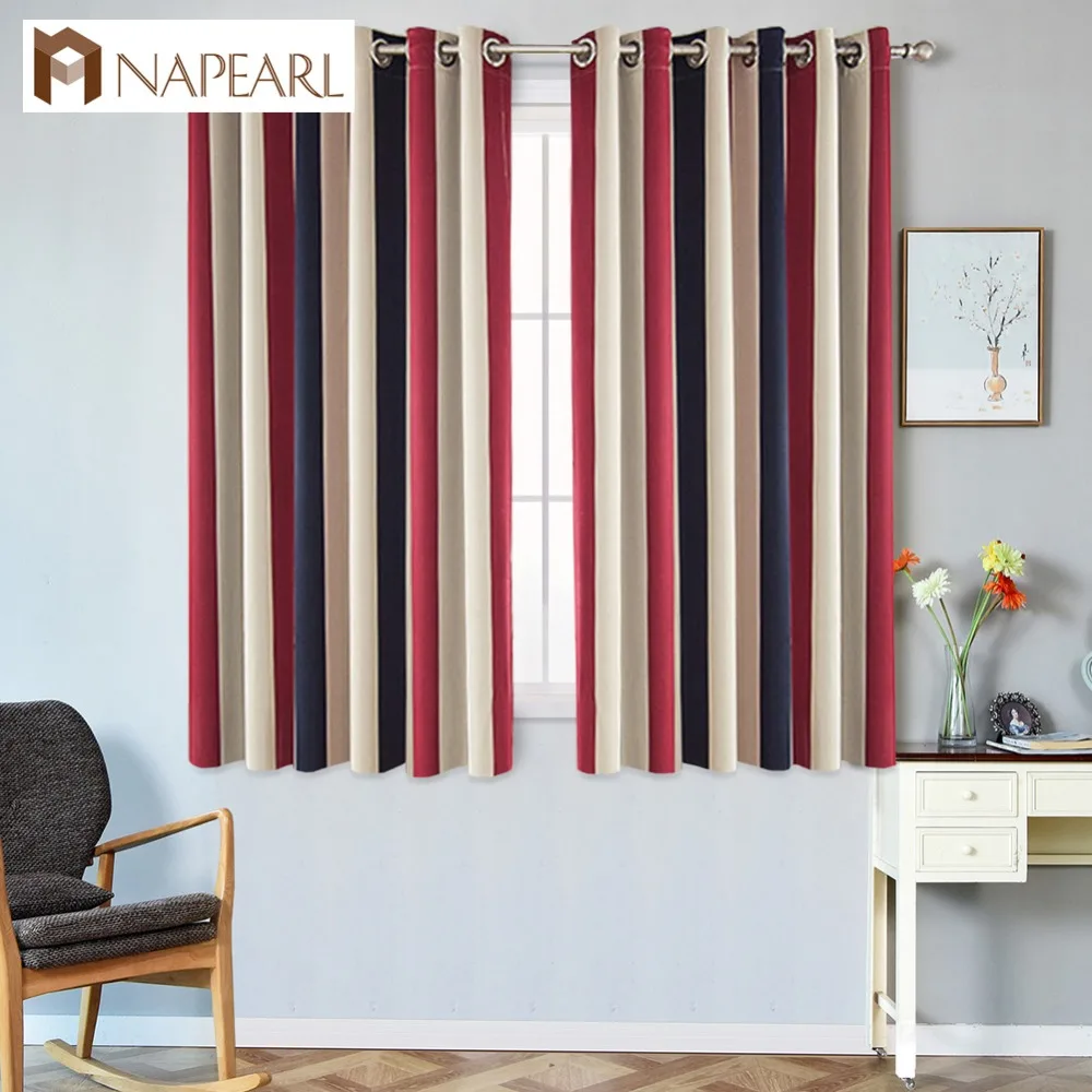 

Short striped ready made grommet top treatments living room window curtains for modern blackout curtains for window curtains