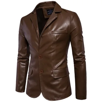 

New Mens Faux Leather Jackets High Quality Pu Leather Black Brown 5XL Spring Autumn Men Leather Jaket And Coat Smart Casual