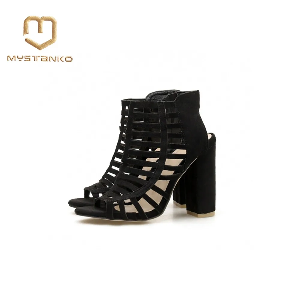 

Women's Summer sandals shoes with open toe high-heels in the Roman style thick heel and hollow high heels Roman sandals . LX-088