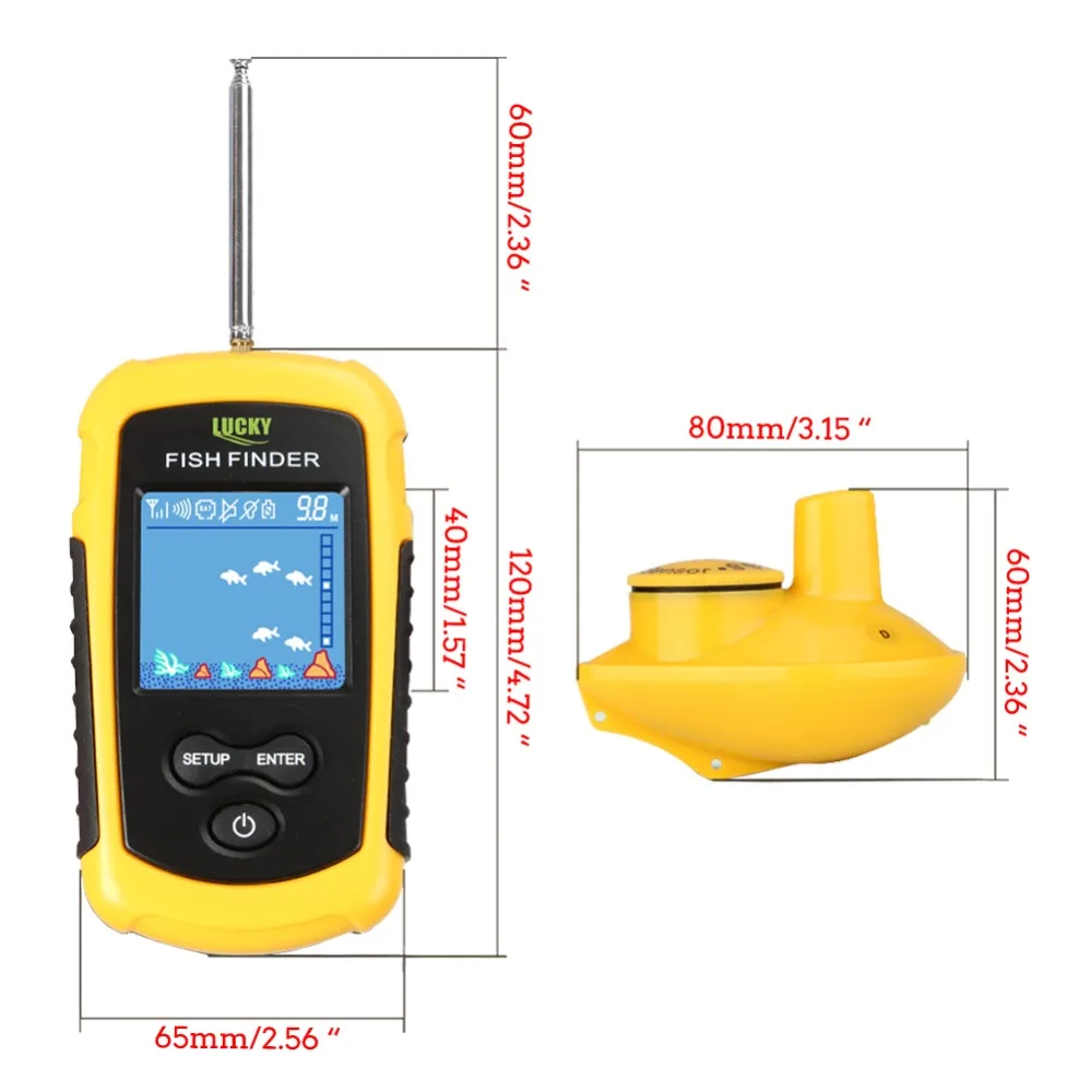 120 M اللاسلكية الصيد مكتشف الصيد إغراء LCD اللون شاشة السونار السونار إنذار صياد السمك FFCW1108-1 محظوظ HT49-0065