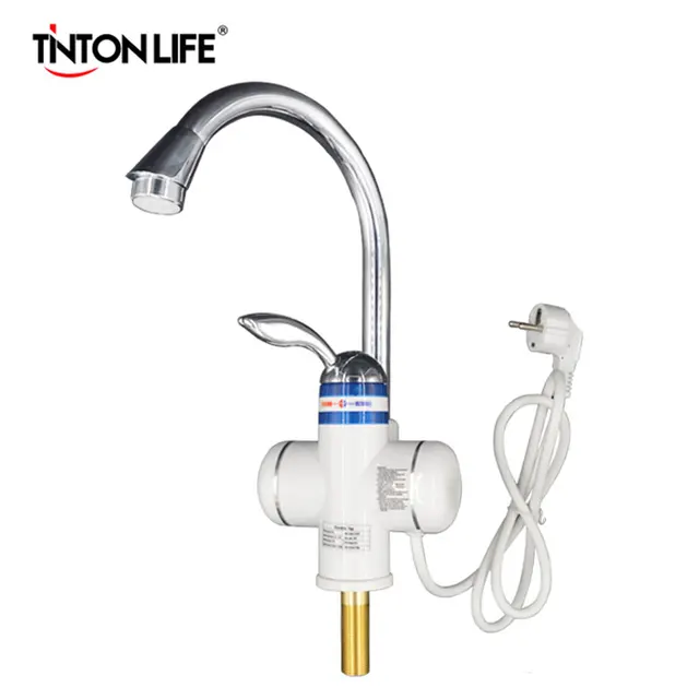 Cheap TINTON LIFE EU Plug Instant Tankless Electric Water Heater Faucet Kitchen Instant Hot Water Tap Hot/Cold Dual-Use 220v/3000w