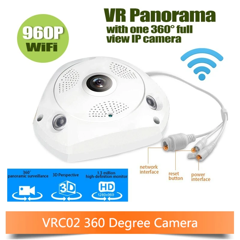960P 360 3D font b VR b font Cam WIFI IP Camera Fisheye Lens SD Card