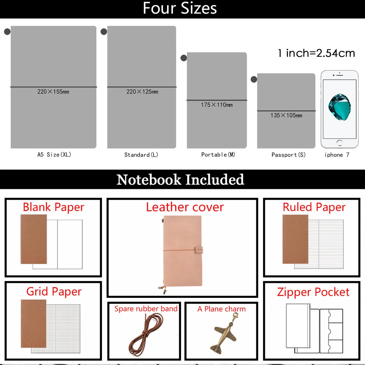 Handnote Genuine Leather Notebook With 3 Inserts PVC Pocket Handmade Travel Journal Pure Fresh Style Diary Sketchbook Planner Handnote Genuine Leather Notebook With 3 Inserts PVC Pocket Handmade Travel Journal Pure Fresh Style Diary Sketchbook Planner