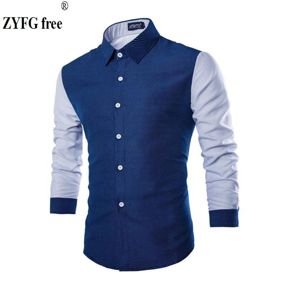 

ZYFG free men shirt long-sleeved turn-down collar shirt casual simple comfortable male shirt polka dot decorative men's Tops