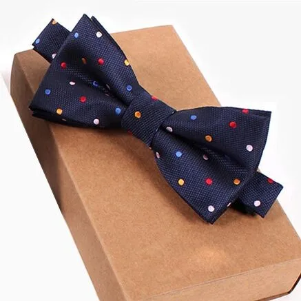 Дизайнерский галстук-бабочка, высокое качество, мода, мужская рубашка, аксессуары, темно-синий, в горошек, галстук-бабочка для свадьбы, для мужчин,, вечерние, деловые, официальные