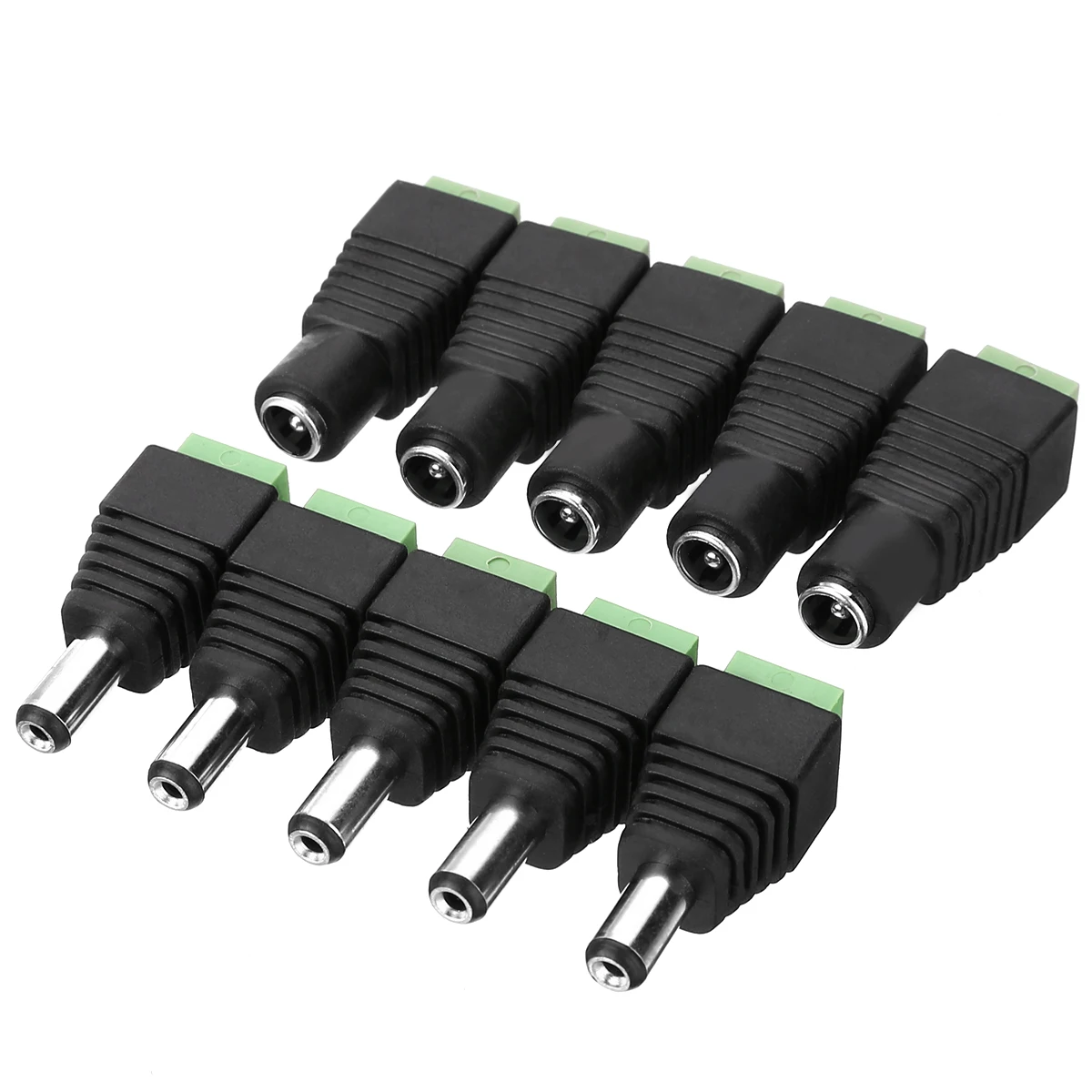 10pcs DC Power Jack Plugs Male / Female Power Connector Adapter Plug Jack Socket For CCTV Cable 12V
