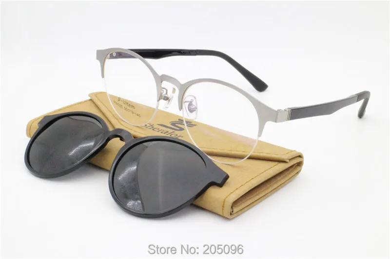 Металлические солнцезащитные очки с клипсой в стиле ретро, оправа для очков halfrim, поляризационные солнцезащитные очки HW925 - Цвет оправы: C1 silver-blck