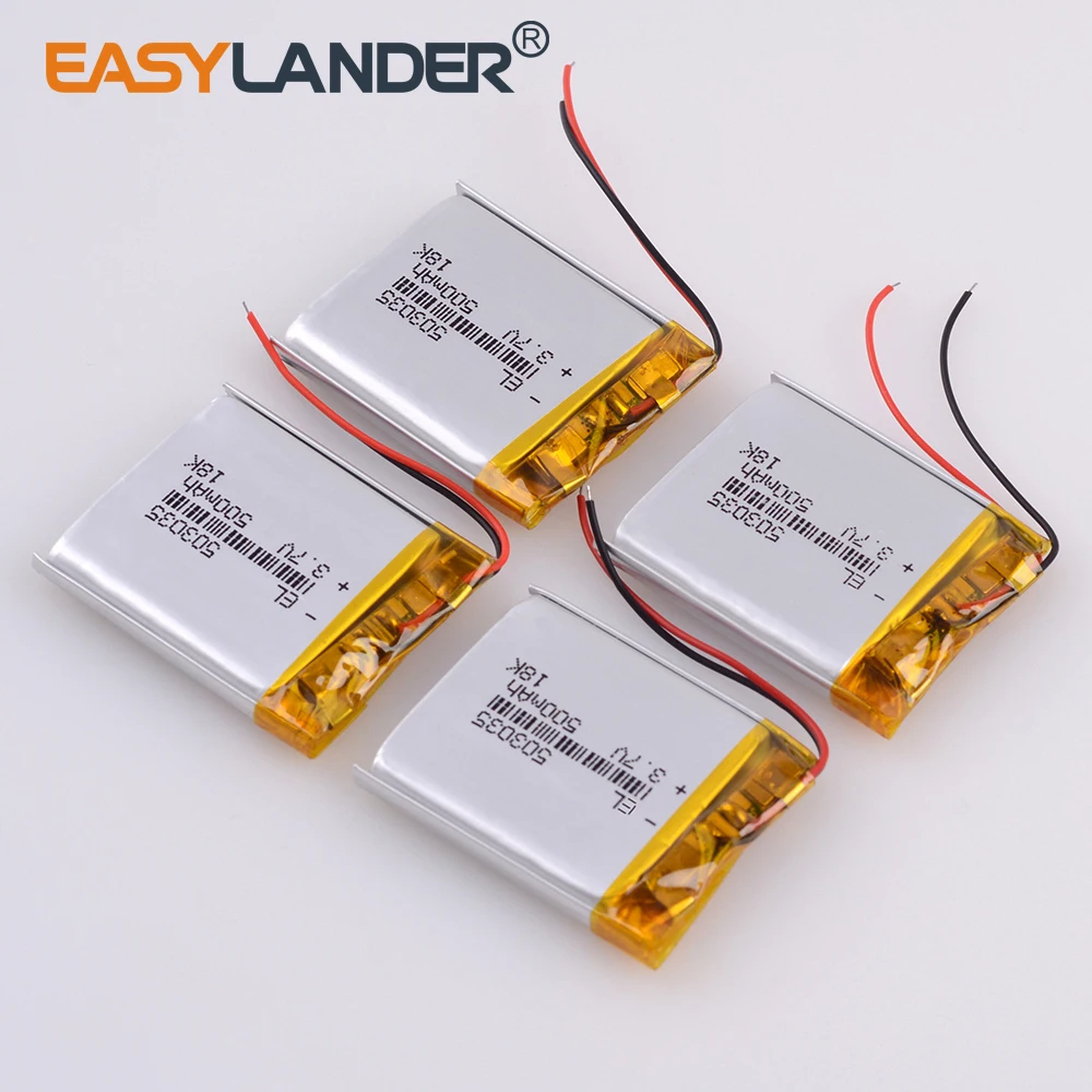 503035 3.7v 500mah 453035 Lithium Polymer Rechargeable Battery for recorder video CAR DVR Mp3 DVD Camera GPS bluetooth speaker