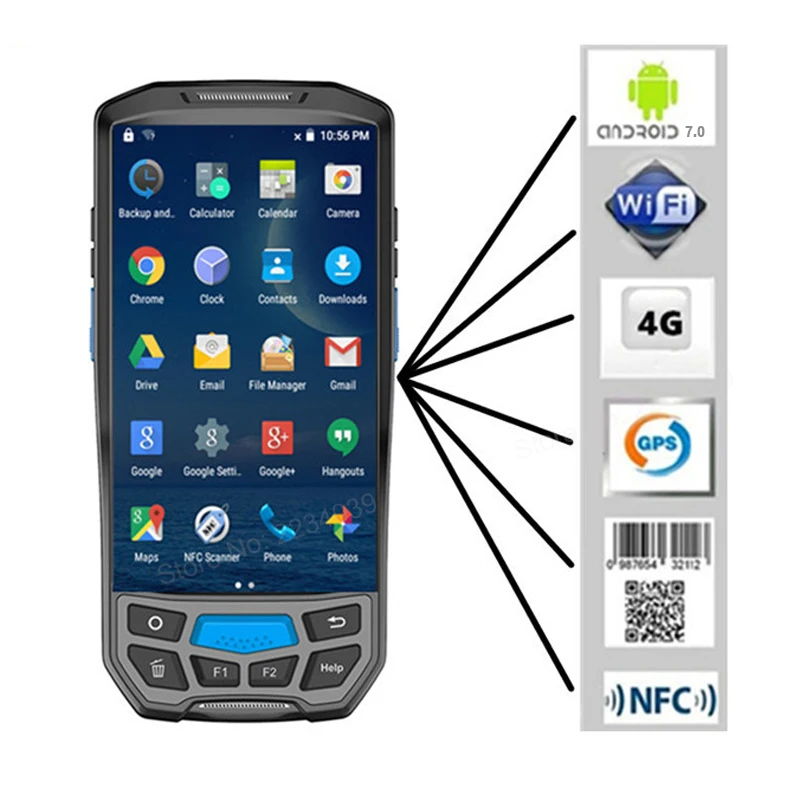 Карманный PDA со встроенным принтером 4G Android 7 0 2 в 1 сенсорный экран Pos терминал