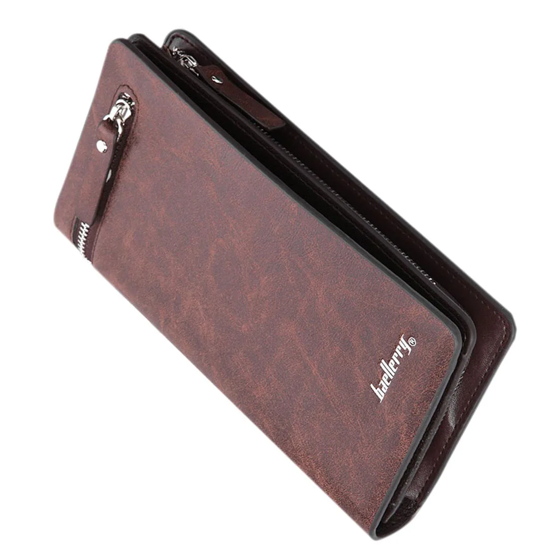 

baellerry Men's PU Leather ID Card Holder Zip Long Wallet Purse Clutch Checkbook Billfold