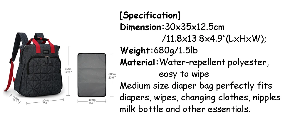 Mommore Водонепроницаемая дорожная сумка для подгузников с пеленальной подушечкой для детской коляски рюкзак для подгузников Сумка для кормления для ухода за ребенком влажная сумка для ребенка