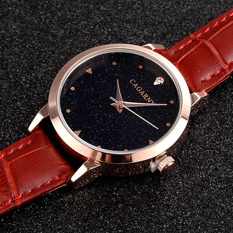 luxury brand cagarny quartz watch for women blue sky dials creative casual ladies watches rose gold case drop shipping (38)