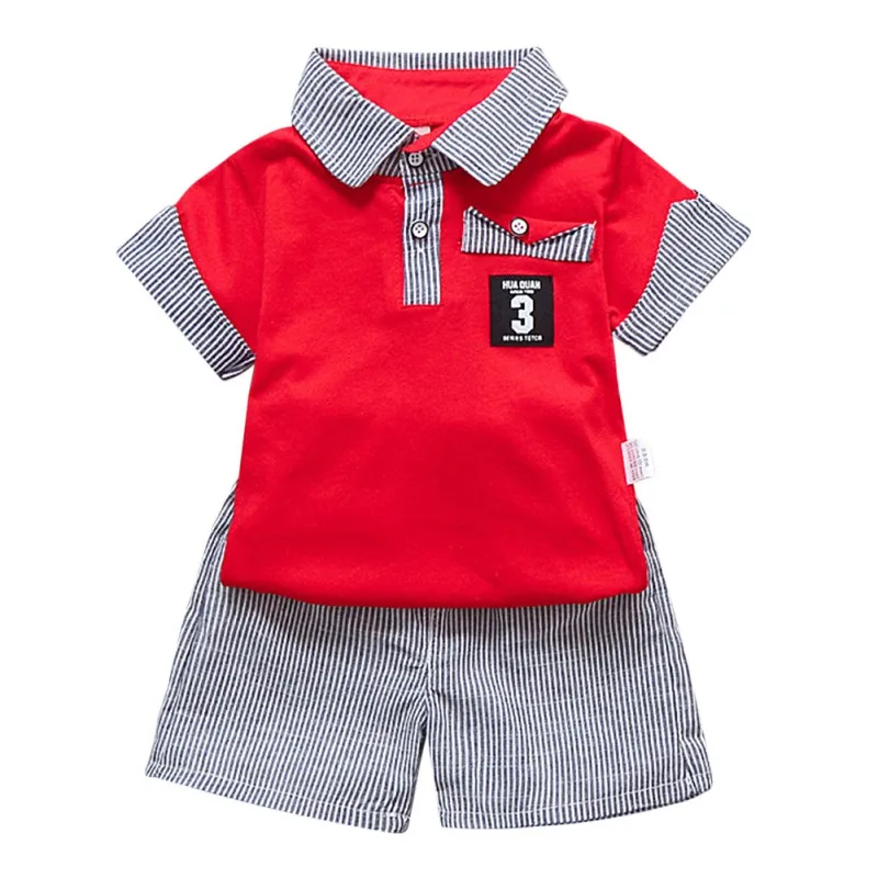 

Newborn Baby Boys Clothing Set Summer Fashion Cotton Short-sleeved Striped T-shirt+Pants Gentleman Suit Newborn Infant Clothing