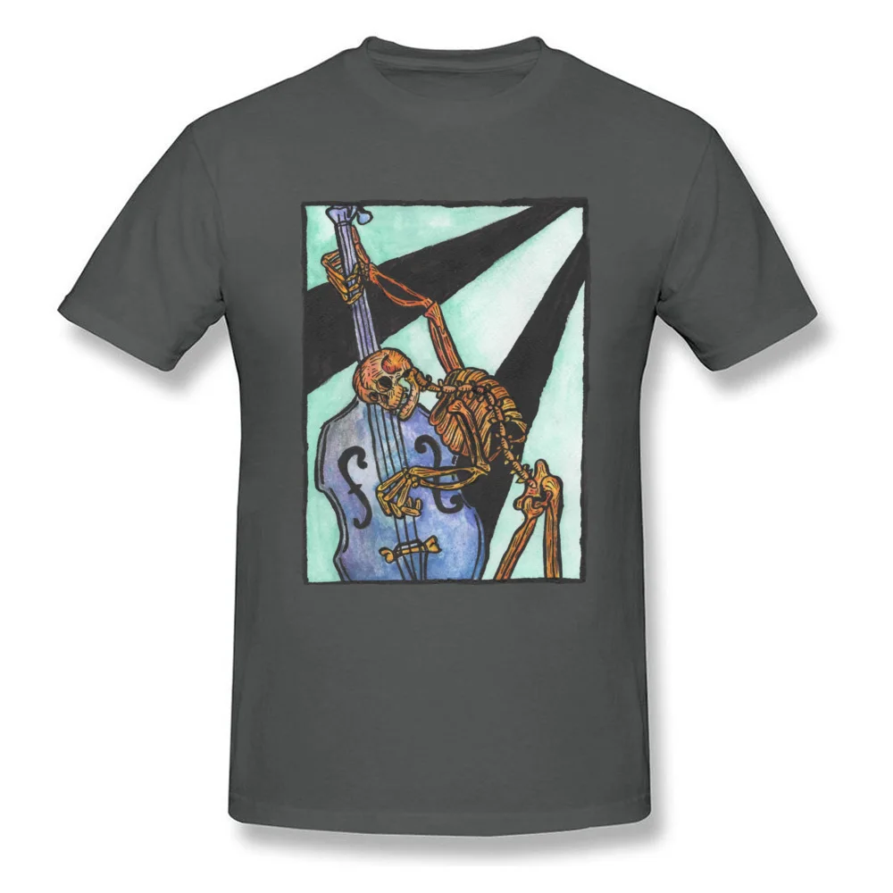 100% Cotton Men Short Sleeve Double Bass Jazz Skeleton T Shirt Geek Tops Shirts Faddish Customized Round Collar Tops Tees Double Bass Jazz Skeleton carbon