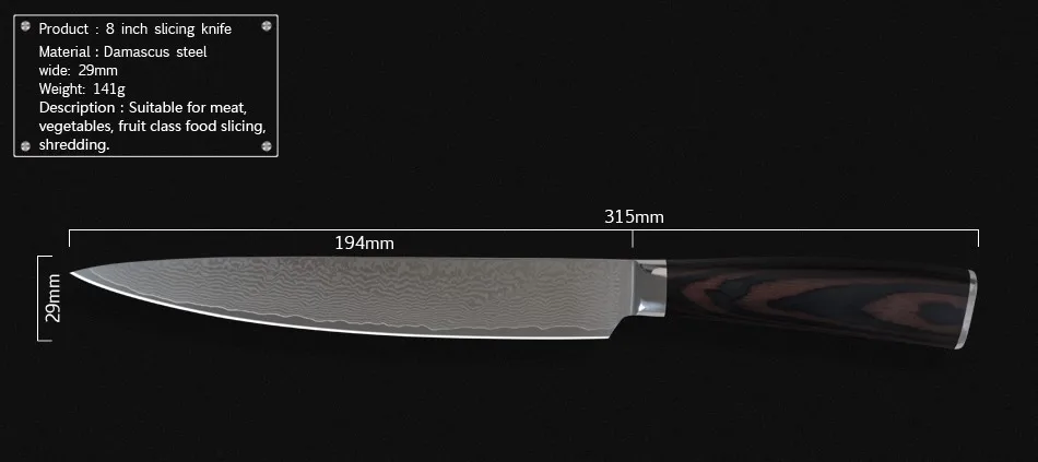 XYJ Дамасские кухонные ножи японский Aus-10 нержавеющая сталь 8 дюймов нож шеф-повара " японский нож повара кухонные ножи Набор