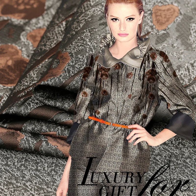 

Sea Buckthorn Flower French Fashion Jacquard Brocade Fabric Garment Cloth Smooth Crisp Positioning/160*130cm(a Positioning)