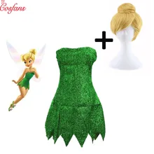 2019 nova fada pixie cosplay traje sininho verde adulto vestido tinkerbell festa de halloween sexy cosplay mini vestidos com peruca