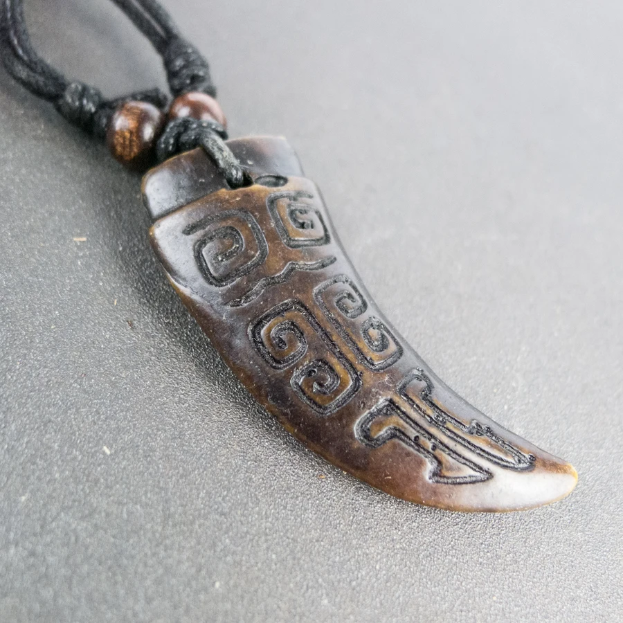 

Tooth limitation Yak Bone Material Bone Art Necklace Pendant Vintage Men's adjustable Rope Necklaces #GZ120