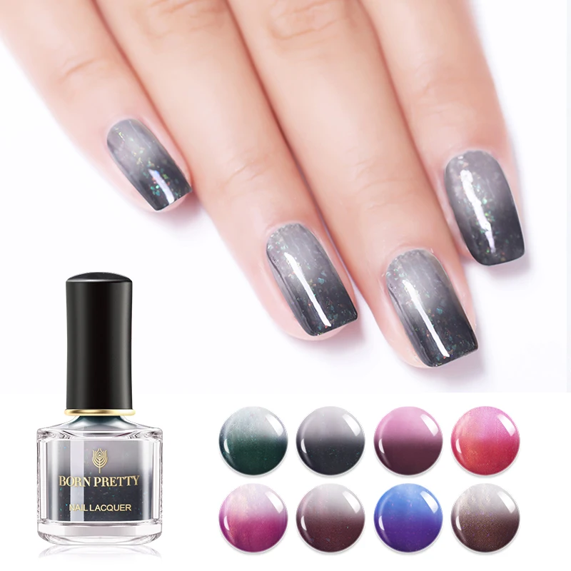 BORN PRETTY 6ml Thermal Nail Polish Sequins Temperature Color Changing ...