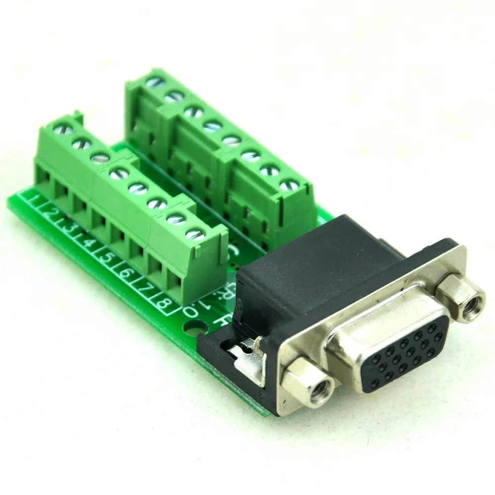

Slim Right Angle D'SUB DB15HD Female Header Breakout Board, Terminal Block DSUB Connector.