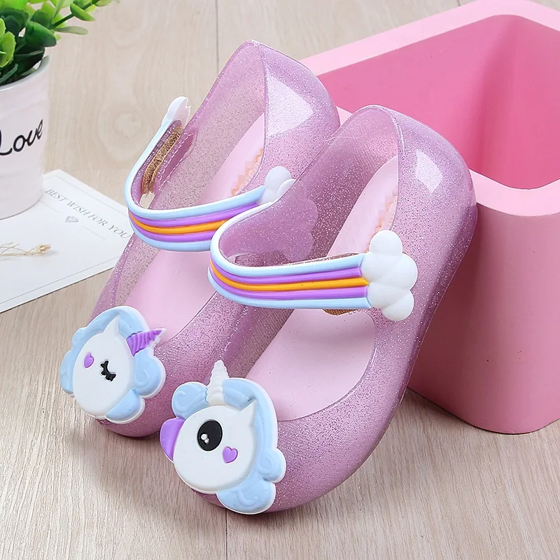 

Children's Shoes 2019 New Summer Girls Cartoon Unicorn Sandals Children's PVC Jelly Kids Beach Shoes Baby Pure Princess Sandals
