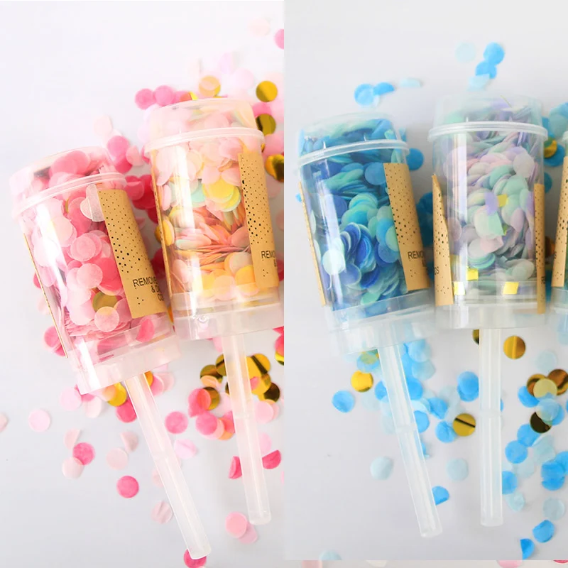 

Cyuan 1Pc Pink/Blue Gender Reveal Party Decor Push Pop Confetti Poppers Cannons It's a boy/girl Baby Reveal Event Party Props
