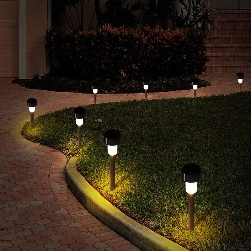 

LED Solar Lights Stainless Steel Solar Powered Lamp for Outdoor Pathway Landscape Path Lawn Garden Decor 1 Piece Luminaria Light