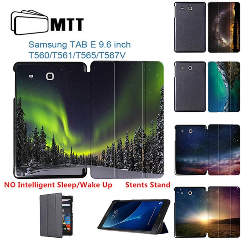 

MTT Print Aurora Meteor Cover for Samsung Galaxy Tab E 9.6" T560 T561 T565 Tablet Case Slim Magentic Flip PU Leather Stand Cover