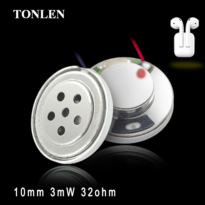 TONLEN 2 шт. круглый 10 мм 3 мвт 32 ом Bluetooth наушники динамики бас медное кольцо