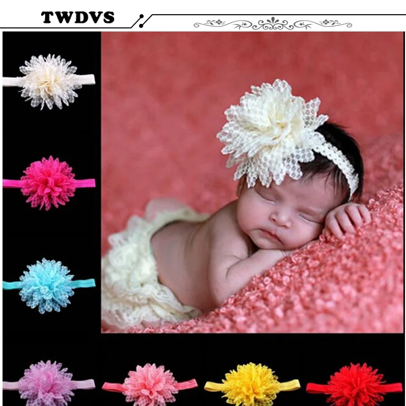 TWDVS Wholesale Infant Headbands Shabby Flowers Hair Bands Pearl Flowers Baby Headband Girls hair Accessories w42