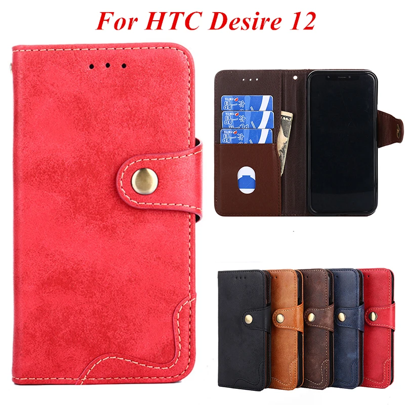 K'try Flip For HTC Desire 12 case Retro rivets Pu Leather Case Phone Bag for Wallet Capa Celular | Мобильные телефоны и