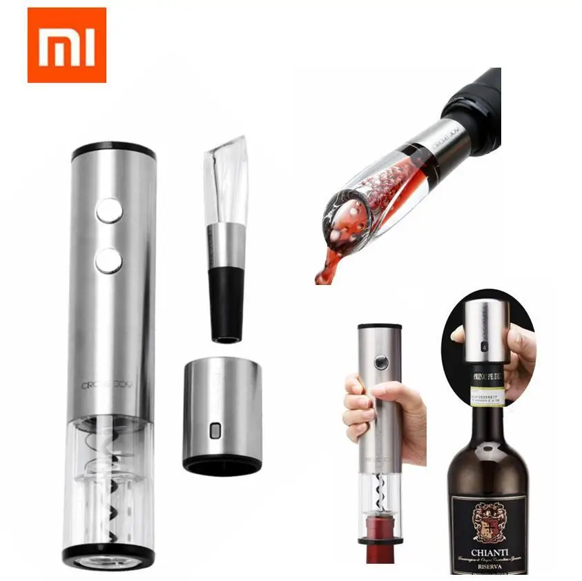 

Xiaomi Automatic Wine Bottle Opener Electric Corkscrew Fast Decanter Round Stainless Steel Mini Plug Red Wine Stopper optional