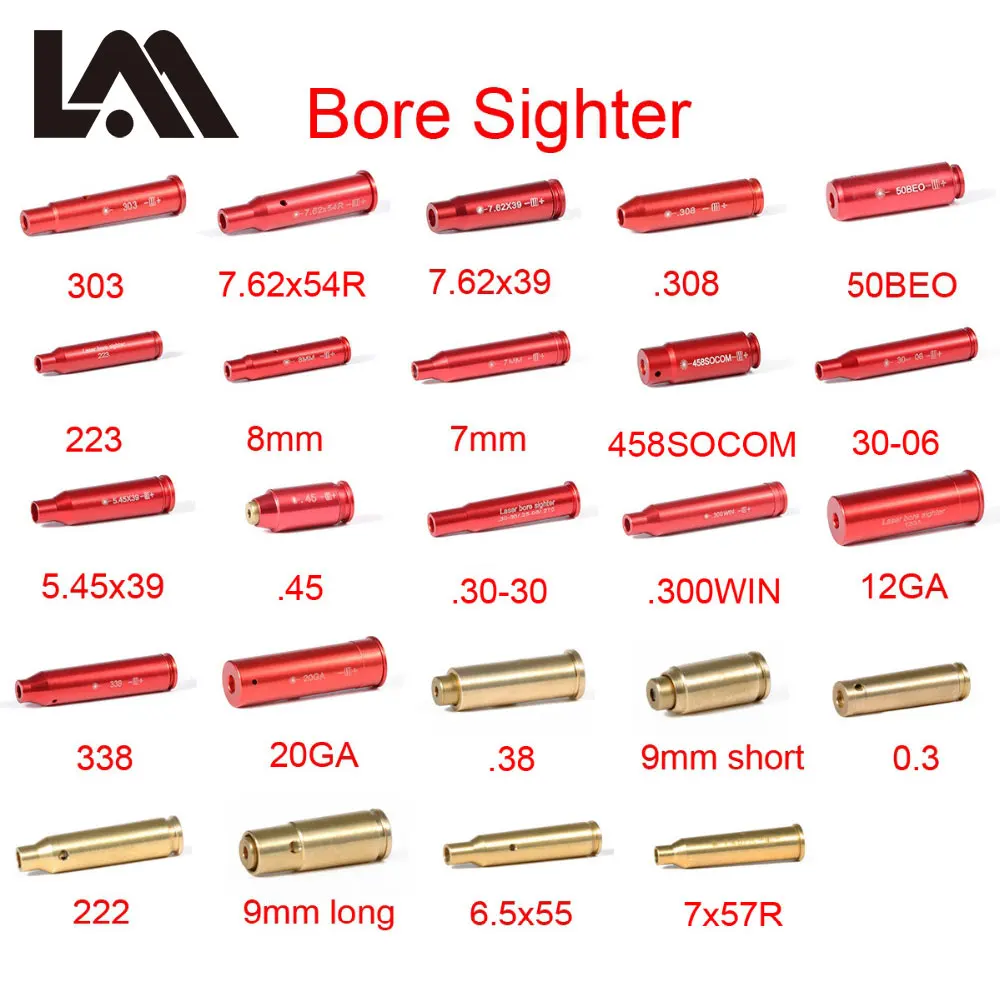 Laser BoreSighter 7x57 5.45X39 7.62X39 20GA .308 .222 .45 7mm 9mm Red Caliber Cartridge Laser Bore Sight Tactical Pointer Laser BoreSighter 7x57 5.45X39 7.62X39 20GA .308 .222 .45 7mm 9mm Red Caliber Cartridge Laser Bore Sight Tactical Pointer
