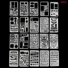 Journal-Stencil-Set Planner Craft Drawing-Template Diary-Decor Bullet Plastic DIY 20pcs
