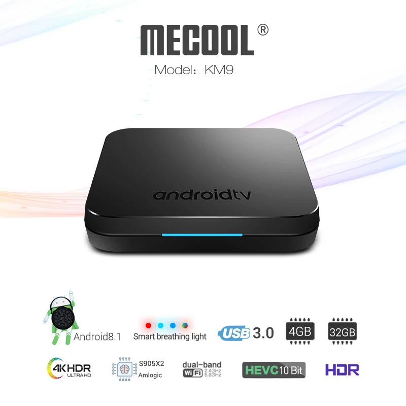 Mecool KM9 Android 8.1 Smart TV Box S905X2 4GB DDR4 RAM 32GB ROM 2.4G 5G Dual WiFi Bluetooth 4.1 Set Top Box 4K Media Player