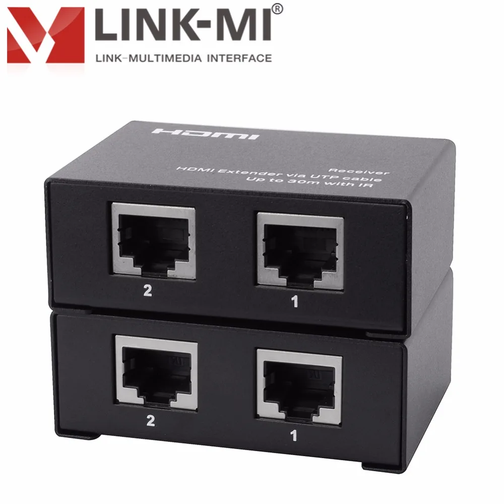 LINK-MI EX30 30 М 3D HDMI удлинитель передатчик и приемник HDMI сигнал 1080p до 30 м через двойной Cat5e/6 кабель с ИК-управлением