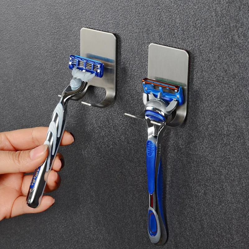 

Men Shaving Shaver Shelf Stainless Steel Razor Holder Bathroom Wall Razor Rack Adhesive Razor Wall Hook Door Hanger