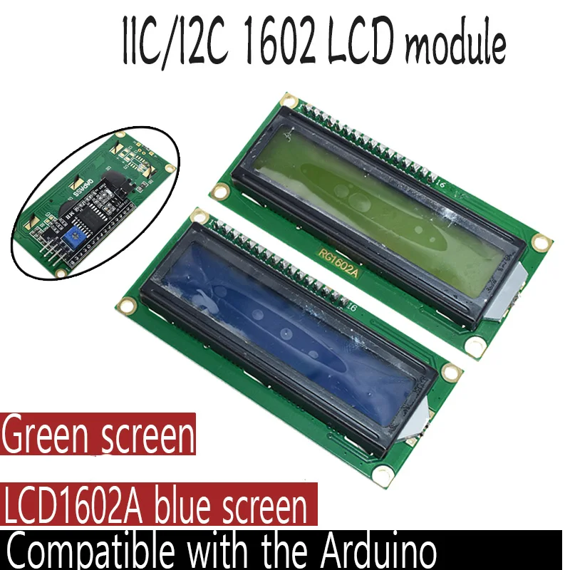 Плата адаптера для ЖК дисплея 1602 + I2C LCD синий зеленый экран PCF8574 IIC arduino uno r3