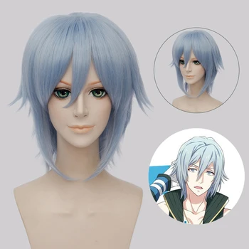 

Anime IDOLiSH7 Tamaki Yotsuba Wigs Blue Short Heat Resistant Synthetic Hair Cosplay Costume Wig + Wig Cap