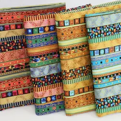 Домашний Декор Хлопок Лен Ткань Этническая шторы в полоску Скатерти материал лоскутное