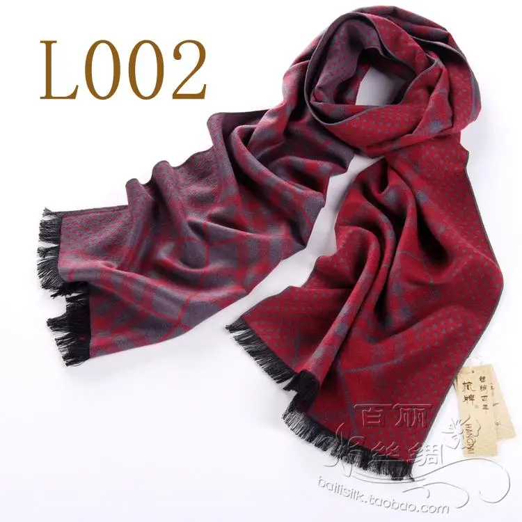 Silk warm and delicate 8 mulberry silk men's scarf to warm up and down black and white grey 005 male scarf