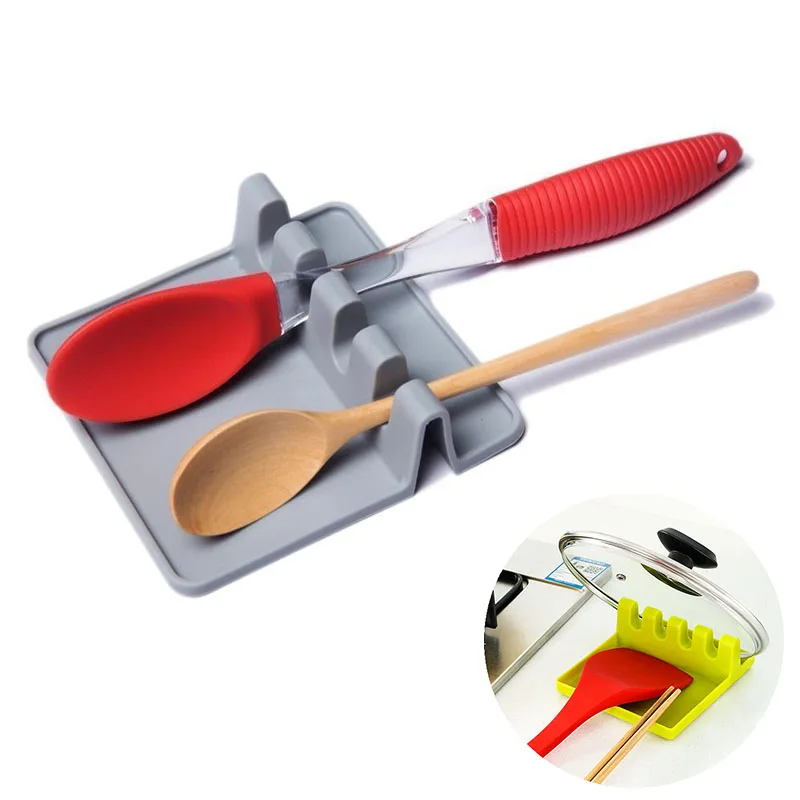 

Multi-function Kitchen Rack Creative Spoon Rests Lid Pot Stand Rack Knife Spatula Kitchen Utensil Holder Plastic Drain Rack